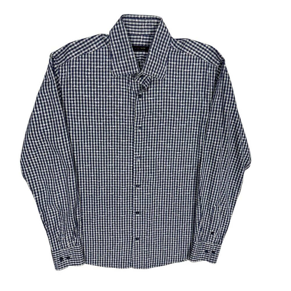 Etro Milano Dress Shirt Check / Paisley Made In Italy Cotton 15 1/2 Medium
